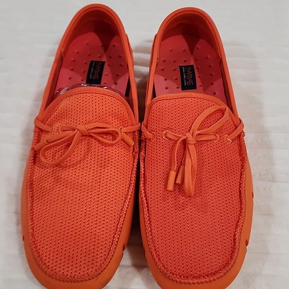 SWIMS Lace Loafers in Orange/White, Men's Size 11